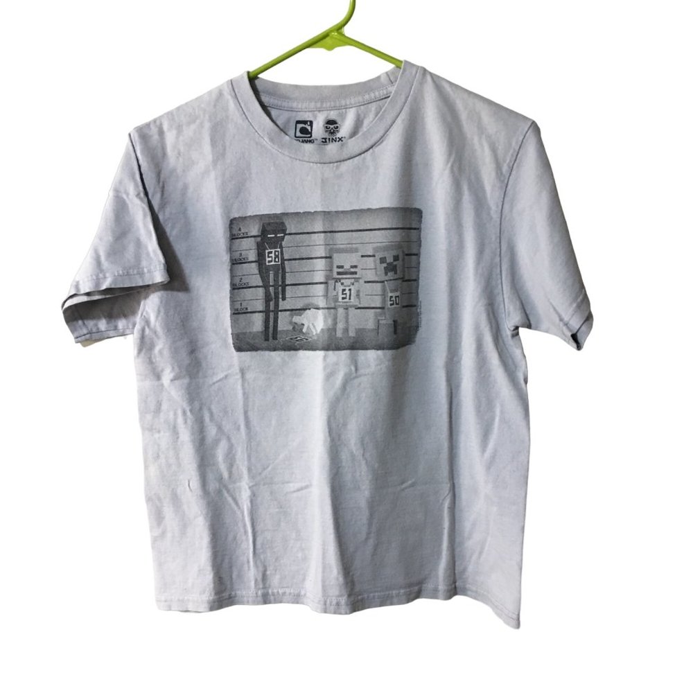JINX OFFICIAL MINECRAFT LINEUP GREY T-SHIRT YOUTH SIZE LARGE